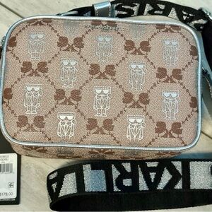 Karl Lagerfeld Silver and Brown Belt Bag